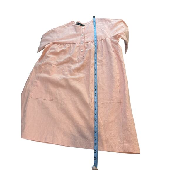 Pomander Place Dress Pink Button Front Girly Pastel Mini Linen Cotton Medium - Picture 12 of 12